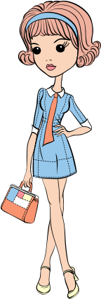 Clipart Çantalı Mini Etekli Bayan - Cartoon (395x460)
