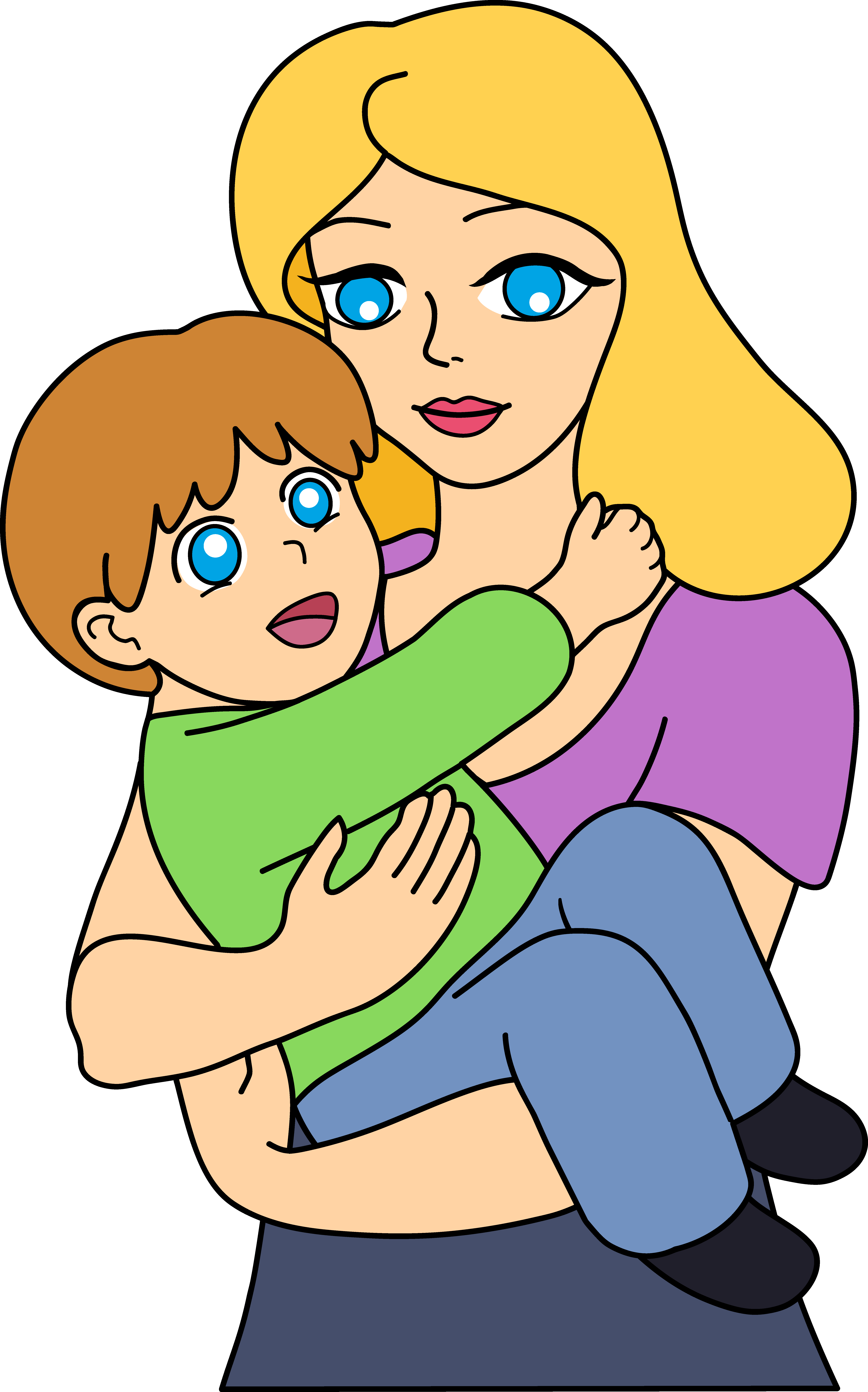 Mom Hugging Son Clipart - Mother Pictures Clip Art (5926x9502)