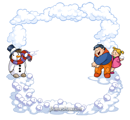 Snowballing Photo Frame - Cartoon (416x382)