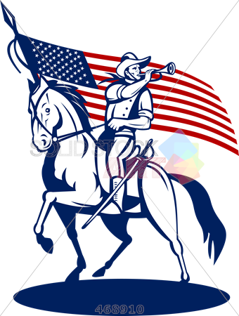 Stock Illustration Of Retro Cartoon Rendition Of Cavalry - Stephen Crane Megapack: 94 Classic Works (340x450)