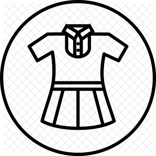 Girl, Uniform, Cloth, School, Study Icon - School Uniform Clipart Black And White (512x512)