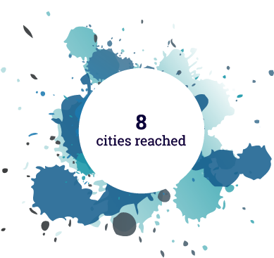 8 Cities Reached - Paint Splatter Shower Curtain (400x400)