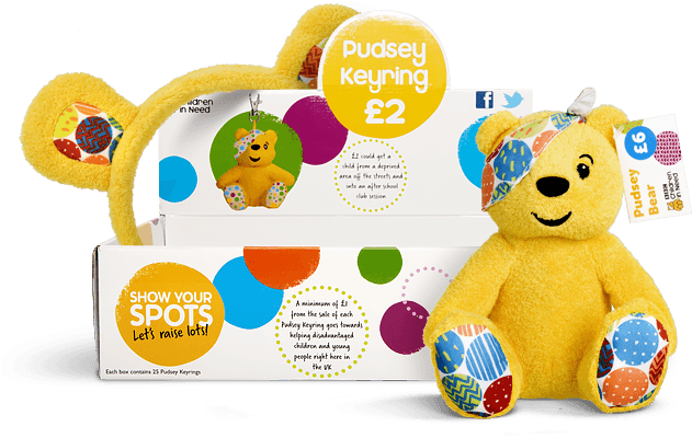 Children In Need Pudsey Ears - Stuffed Toy (674x457)