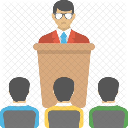 Business Presentation Icon - People Listening To Speech Cartoon (512x512)