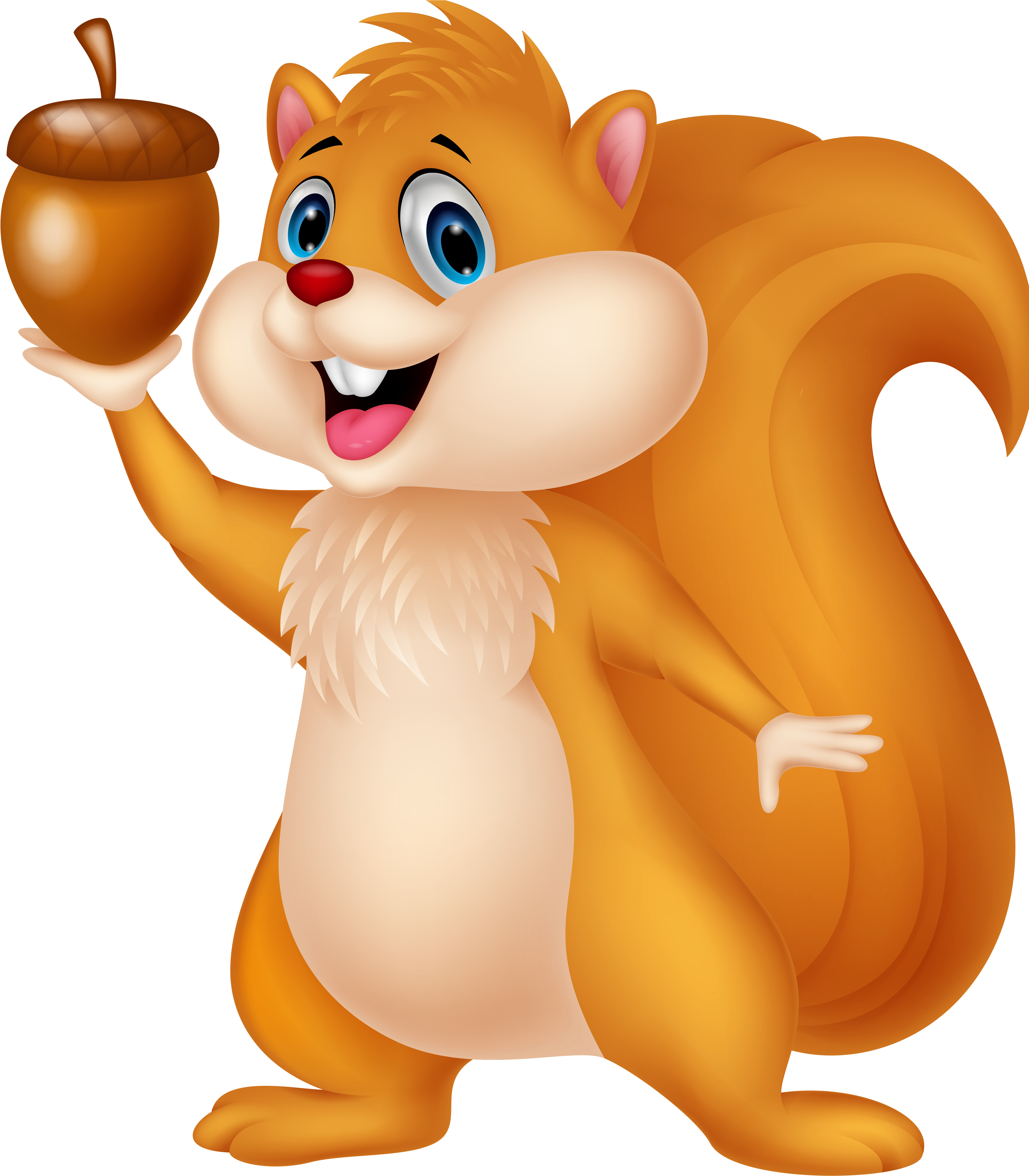 Cute Squirrel With Acorn Png Cartoon Clipart - Squirrel With Nut Clipart (4588x5312)