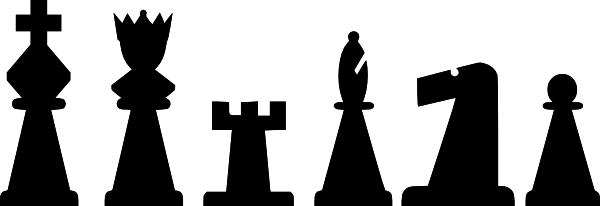 Black Chess Pieces Silhouette - Chess Pieces Clip Art (600x206)