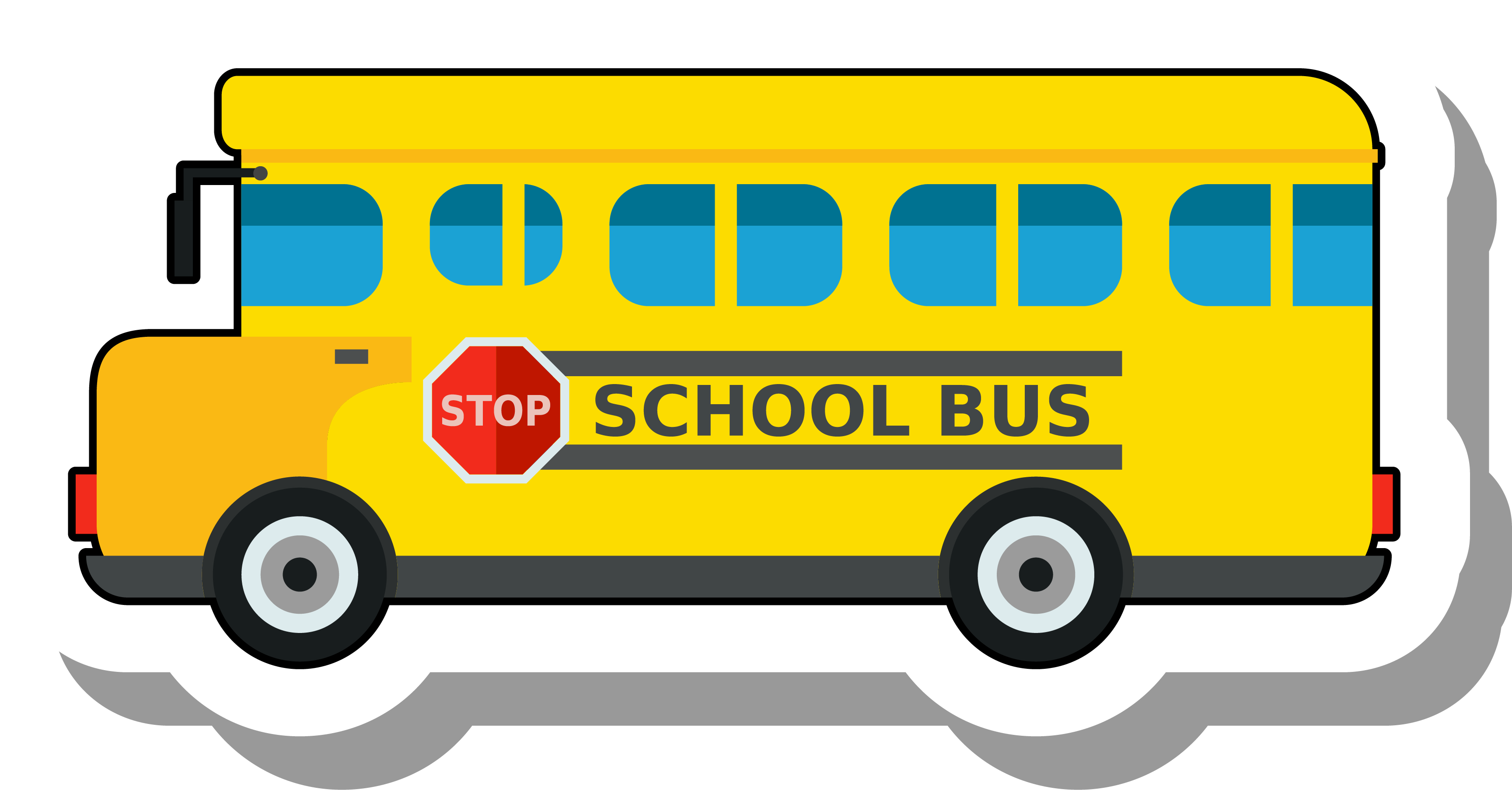 School Bus Clip Art - School Sticker Png (3457x1806)