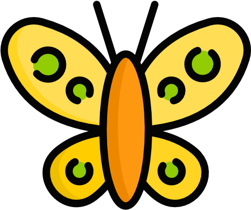 Butterfly Free Icon - Borboleta Amarela Png Desenho Png (512x512)