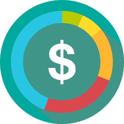 Blue Icon With A Circle Chart Of Student Fees - Dark Trap (400x400)