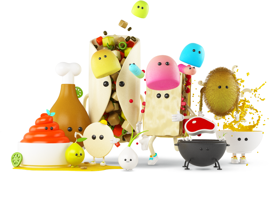 Food Characters On Behance - Baby Toys (1000x865)