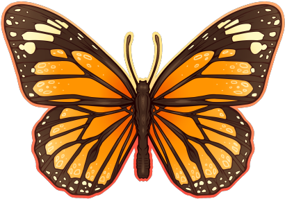 Monarch Butterfly Clipart Free - Butterfly Cartoon Drawing (500x333)