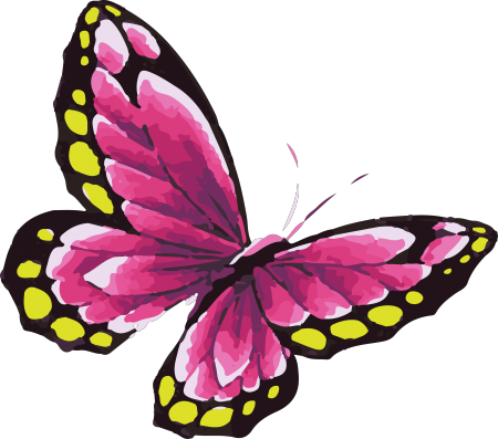 Pink Butterfly Tattoo In Watercolor Art With Yellow - Water Color Butterfly Png (450x397)