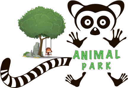 Animal Park Contact Zoo - Orange And Orchid Animal Cartoon Wall Sticker (448x310)