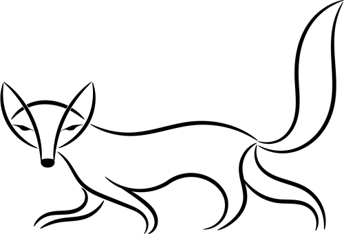 Fox Helical Helix Line Art Animals Misc Or - Fox Black And White (500x340)