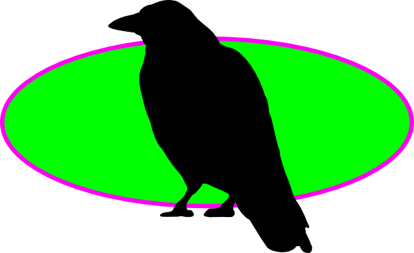 Raven On Green Oval Clip Art At Vector Clip Art - Crow Silhouette (600x366)