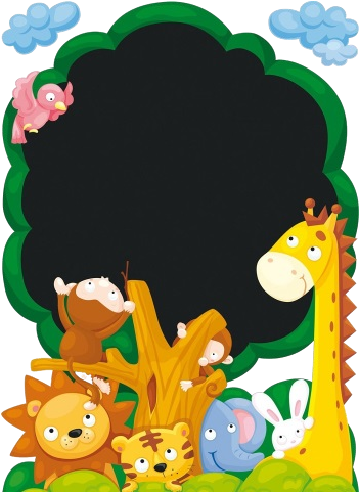Cartoon Animal Group Image - Deco Sticker Jungle Tree (500x500)