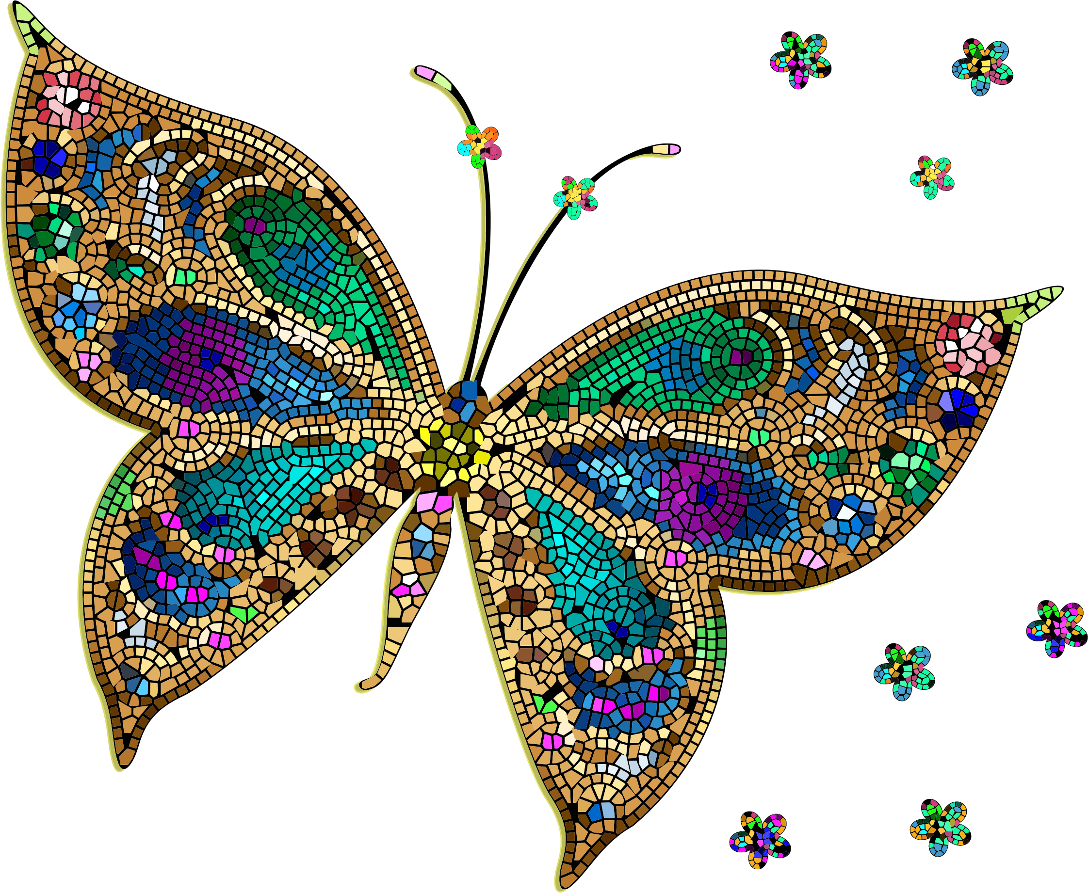 This Free Icons Png Design Of Colorful Tiled Butterfly - Colourful Butterfly Clip Art (2243x1842)
