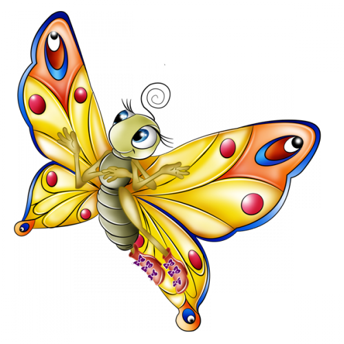 Papillon Clipart Bug - Butterfly Cartoon (500x500)