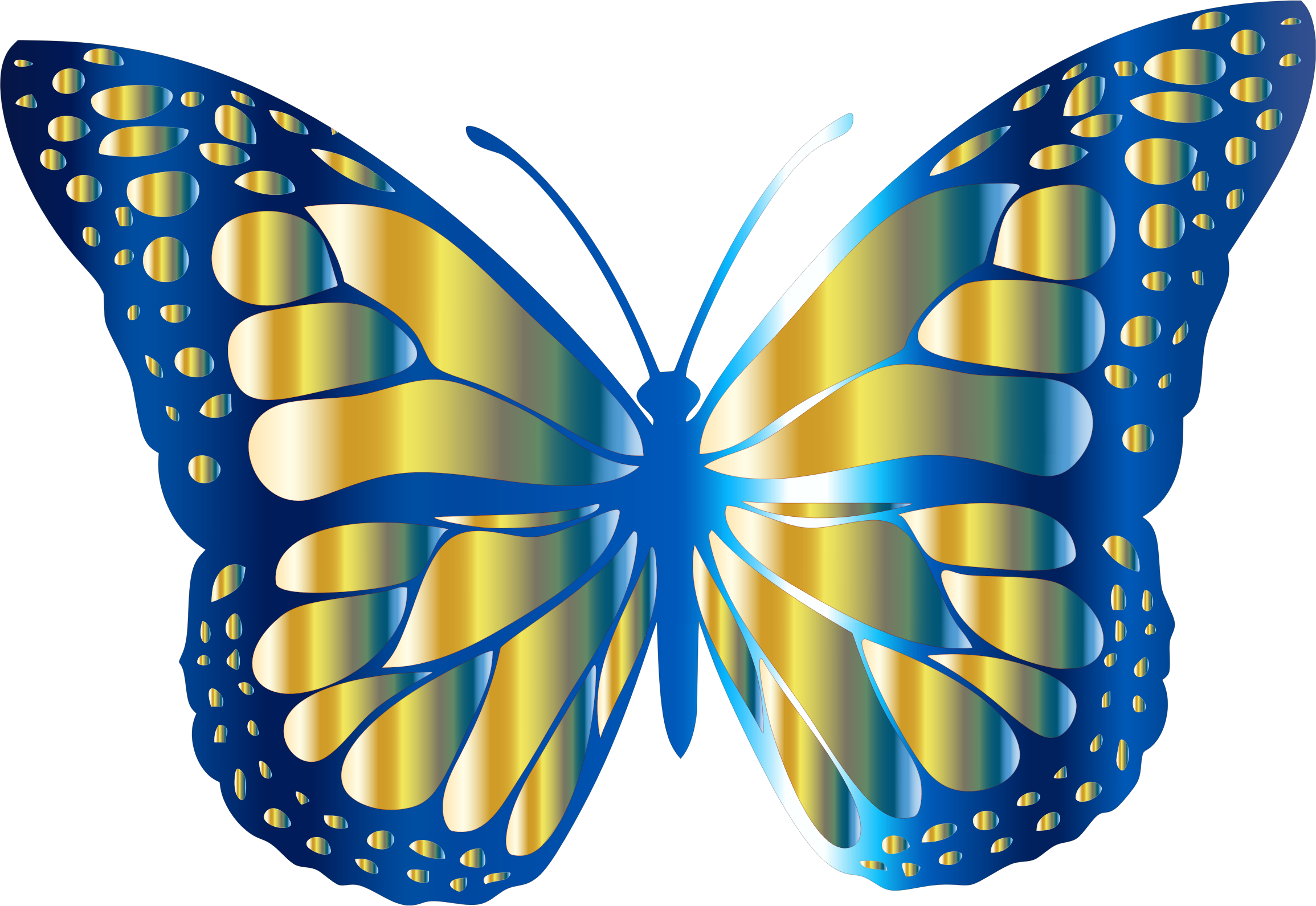 Butterfly Wings Cliparts 18, Buy Clip Art - Blue And Gold Butterfly (2310x1590)