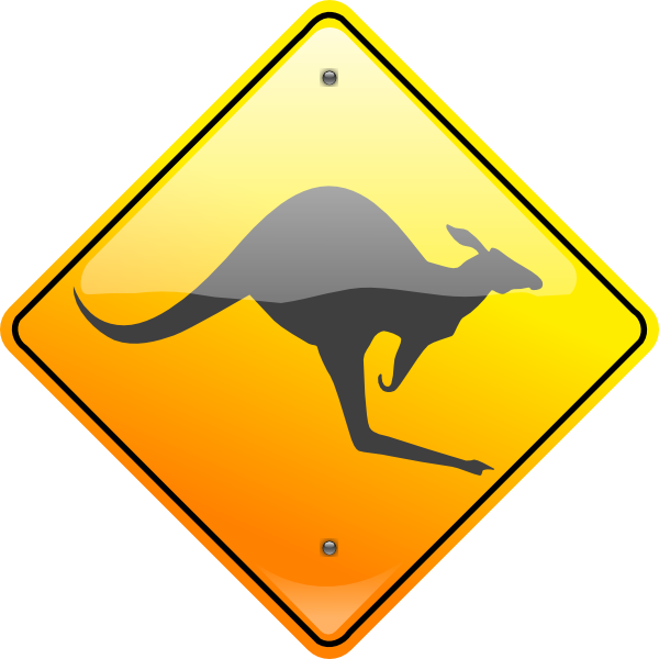Kangaroo Sign Grey Clip Art At Clker - Kangaroo Sign (600x600)