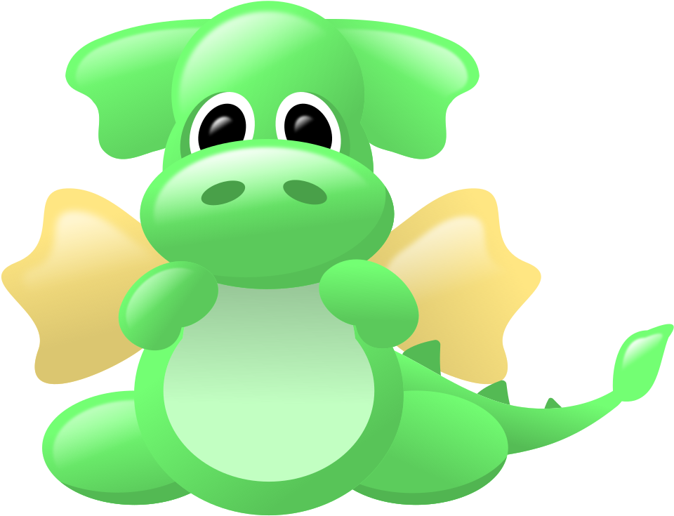 Cute Dragon Green And Gold - Cute Dragon Green And Gold (1000x877)