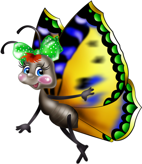 Butterfly Cartoon Clip Art - Funny Butterflies (600x600)