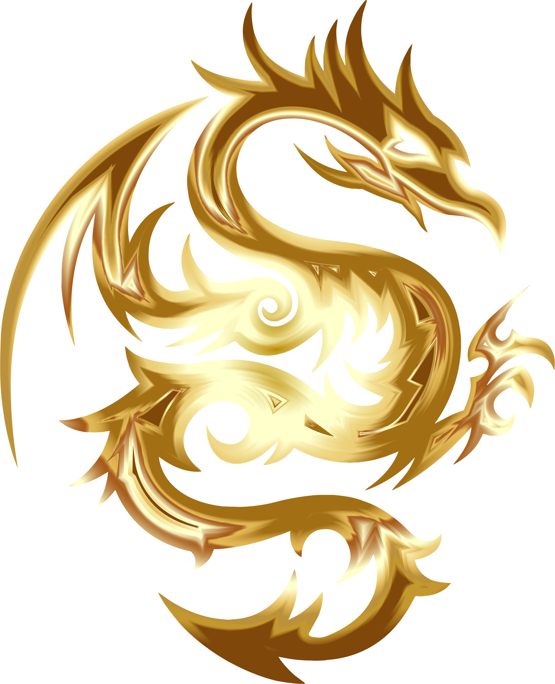 Gold Tribal Dragon 56 No Background - Dragon Tribal .png (1888x2328)