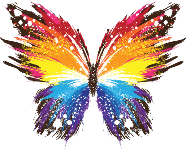 Papillon Clipart Rainbow Butterfly - Colorful Wallpaper For Laptop (600x495)