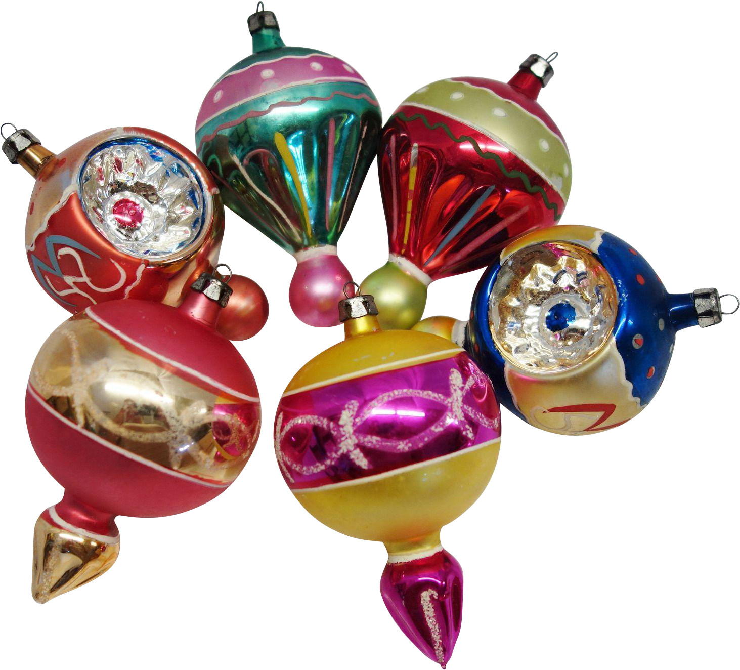 6 Large Fancy Poland Finial Blown Glass Christmas Ornaments - Top (1462x1462)