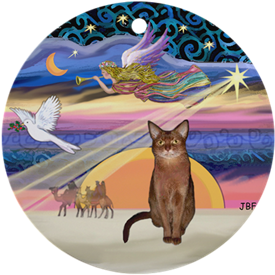Xmas Star & Abyssinian Ornament (round)> Ruddy Color> - Xmas Star & Abyssinian Ornament (round) (350x350)