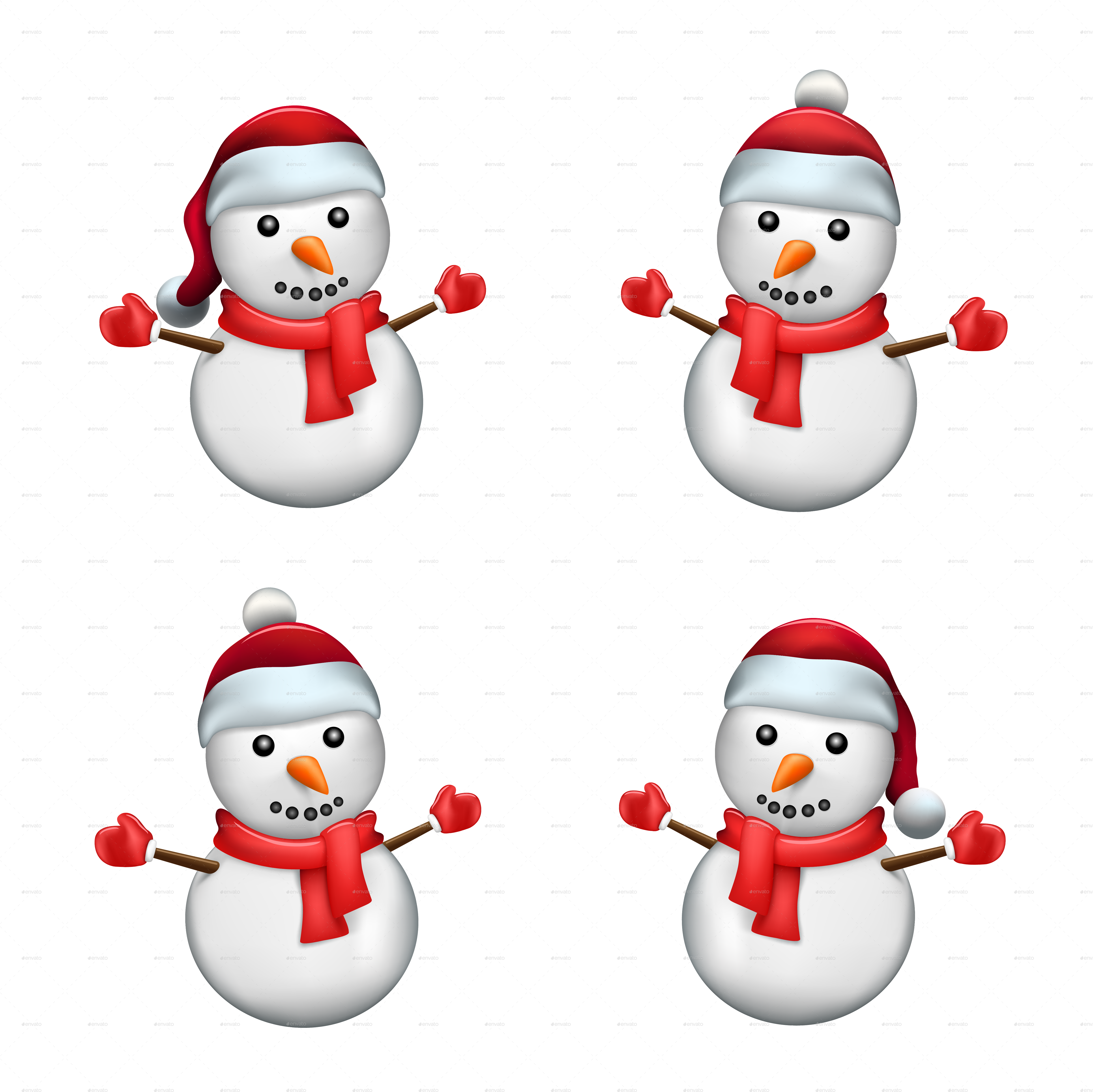 Snowman In Santa Hat - Snowman (4961x4961)