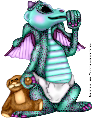 Baby Dragon With Bear By Craftykid - Jpeg (389x500)