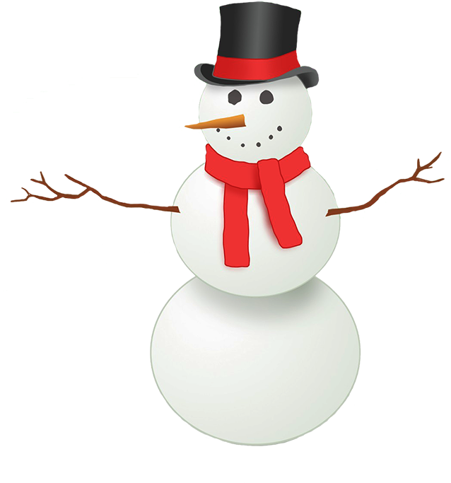 Snowman With Top Hat And Red Scarf - Snowman With Red Scarf Clipart (650x754)