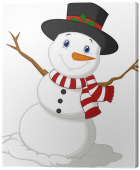 Christmas Snowman Wearing A Hat And Red Scarf Canvas - Muñeco De Nieve Navidad Vector (400x400)