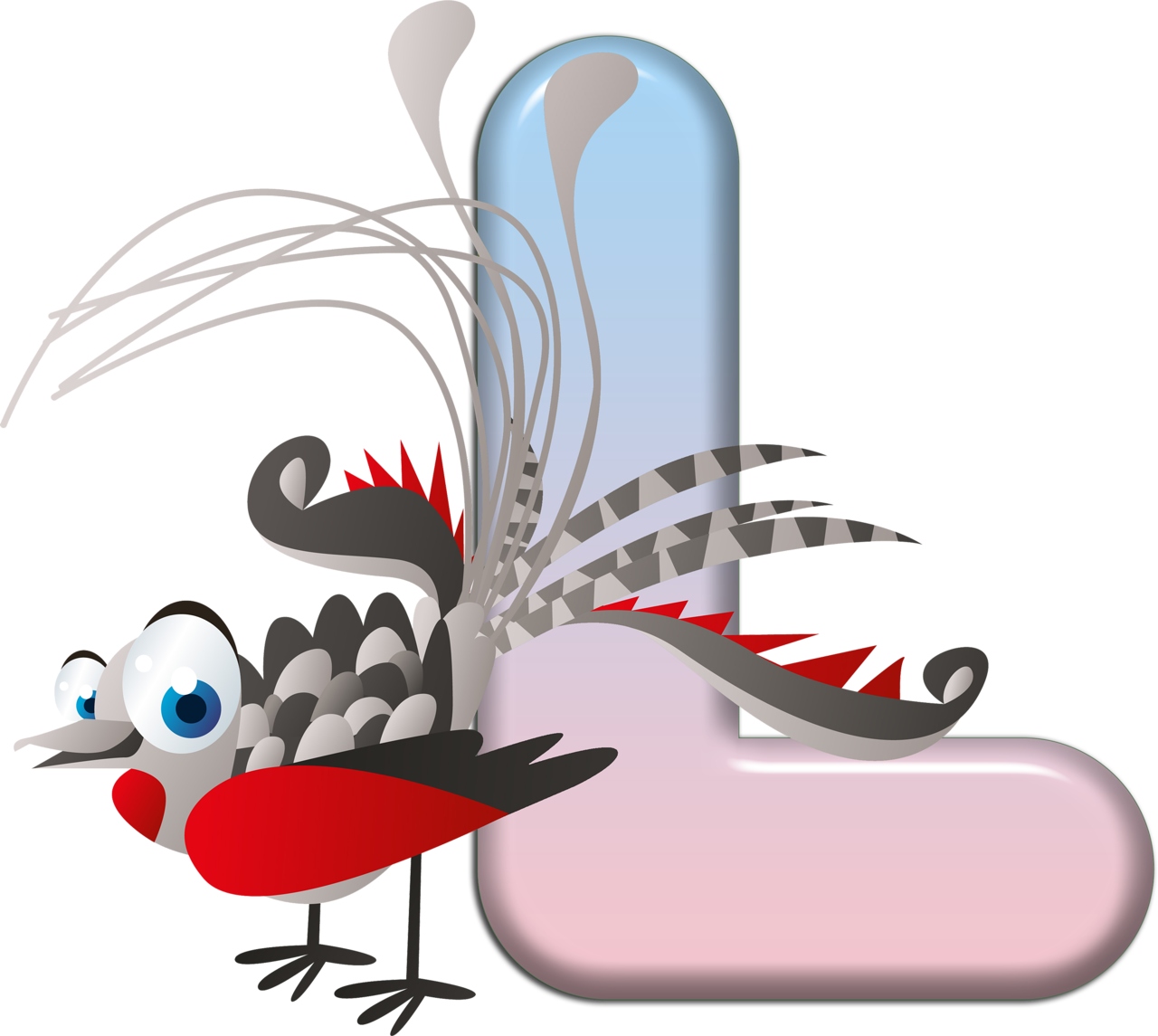 Children Clipart, Alfabeto Animal, Alphabet, Decoupage, - Gray Peacock Shower Curtain (1280x1145)