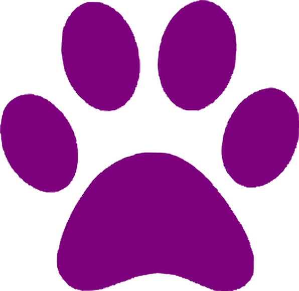 Purple Paw Animal Nature Cute Kawaii Puppy Dog Lilacfre - Red Paw Print Clip Art (596x580)