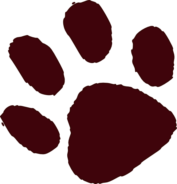 Paw Clipart Small - Maroon Paw Print Clip Art (576x598)