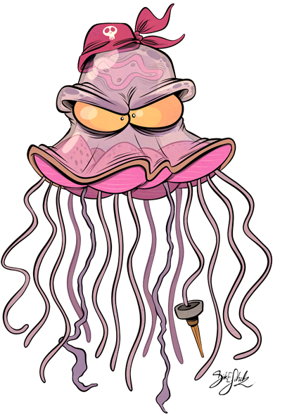 Jolly Jellyfish By Themrock - Evil Jellyfish Cartoon (434x614)