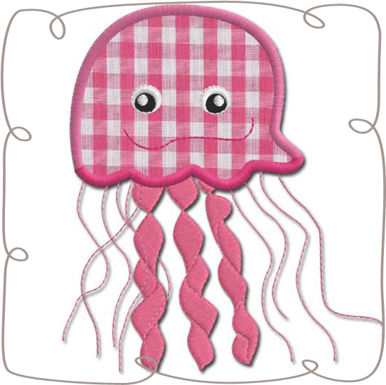 Jelly Fish Applique - Cartoon (580x580)