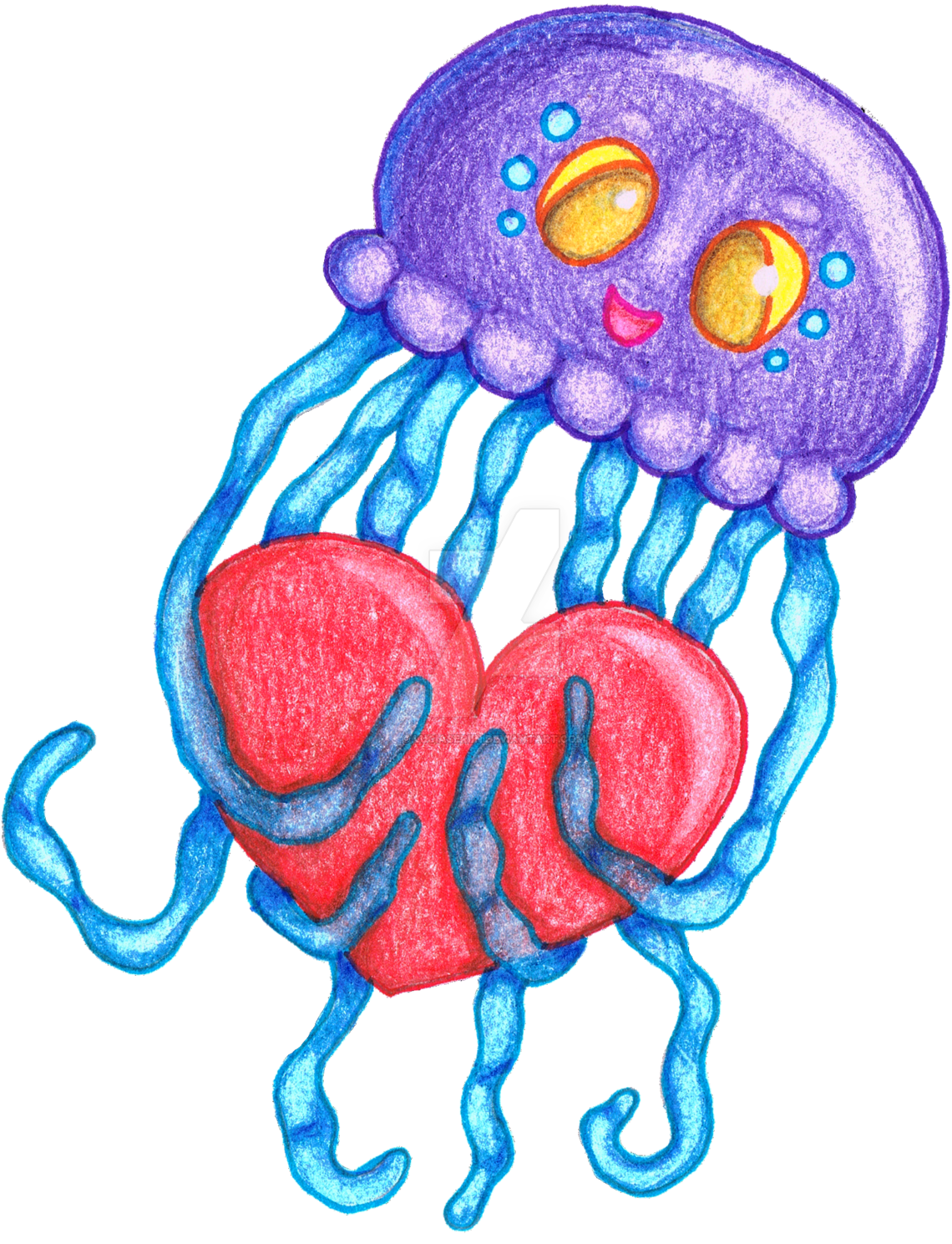 Heart Jellyfish By Luciaseriin Heart Jellyfish By Luciaseriin - Heart Jellyfish (1280x1594)