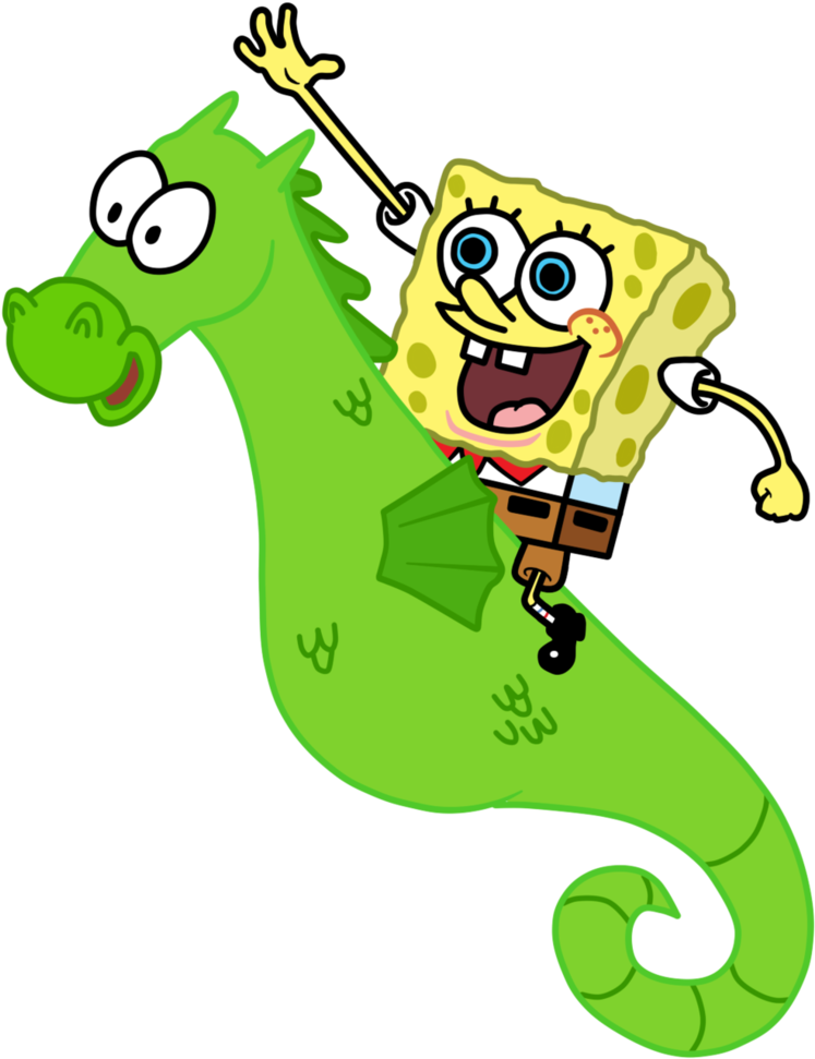 Spongebob On A Seahorse By Jcpag2010 - Spongebob Squarepants (778x1027)