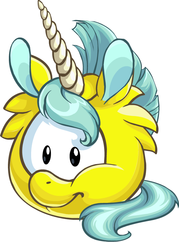 Puffle Yellow1020 Paper - Club Penguin Unicorn Puffle (586x792)