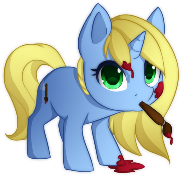 Silentwulv, Cute, Female, Mare, Oc, Oc - Unicorn With Paint Brush (600x600)