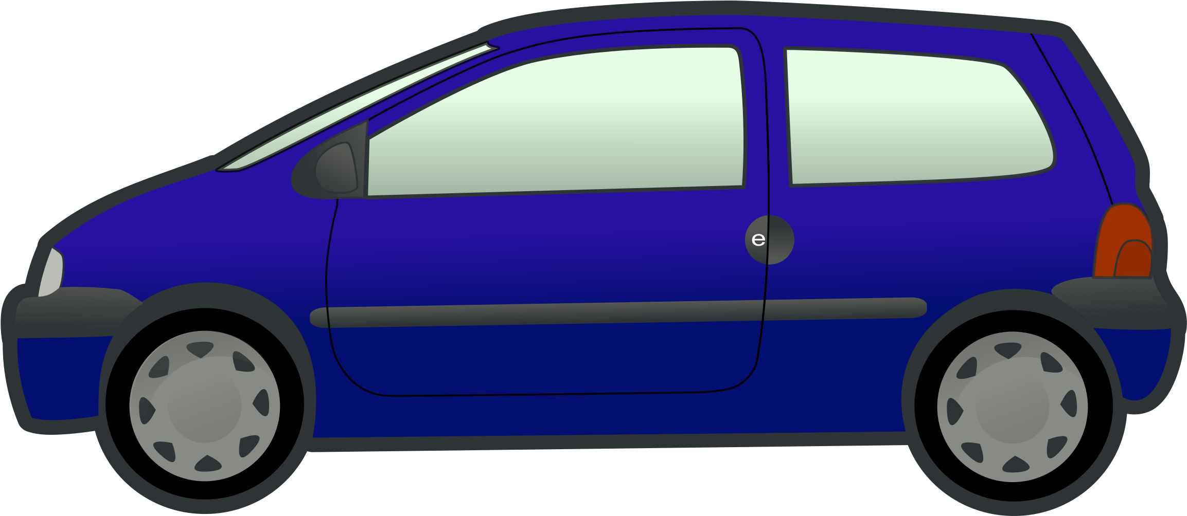 Blue Car Clipart Car Front - Land Transportation Clip Art (2400x1003)