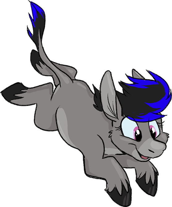 Spainfischer, Bucking, Colored Hooves, Cute, Donkey, - Cartoon (557x670)