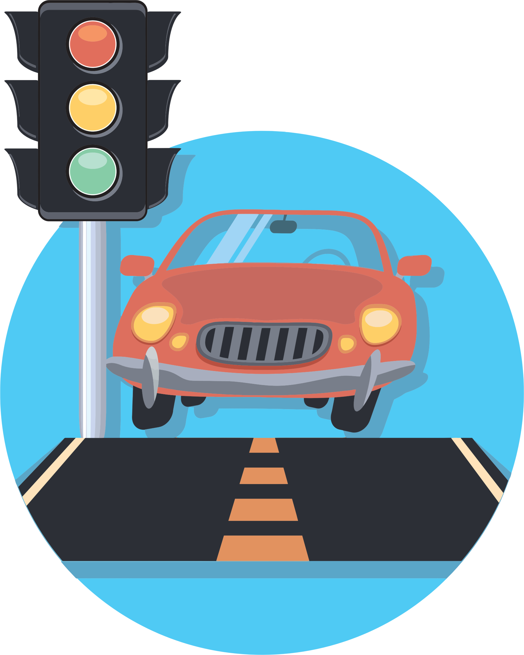 Blue Car Clipart Car Light - Car At Traffic Light (1762x2203)