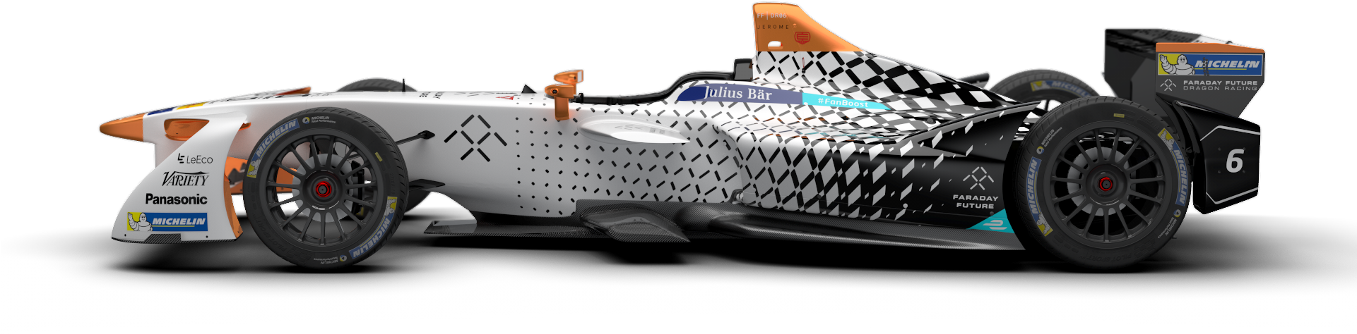 F1 Car Side View Png Clipart - Dragon Racing Formula E 2018 (1920x544)