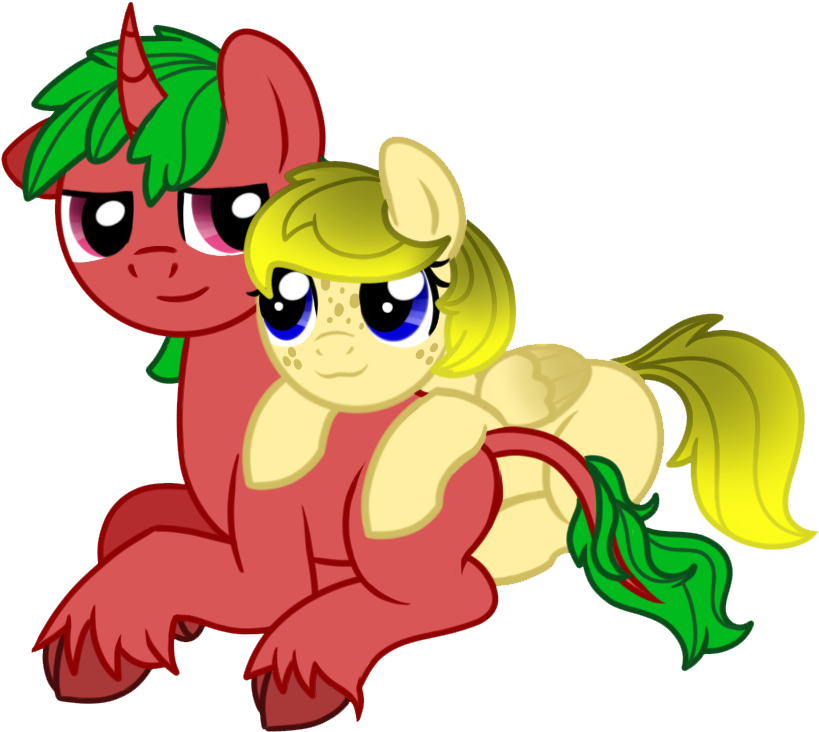 Rizzych, Classical Unicorn, Couple, Leonine Tail, Oc, - Cartoon (919x763)