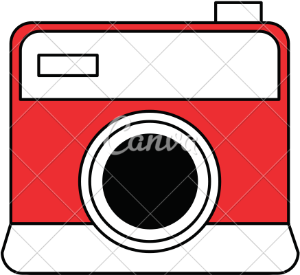 Color Silhouette Image Cartoon Analog Camera With Flash - Illustration (550x550)