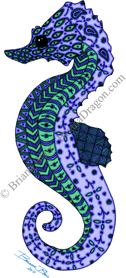 Aqua Zentangle Seahorse By Brianadragon - Zazzle Aqua Seahorse Key Ring (665x1200)